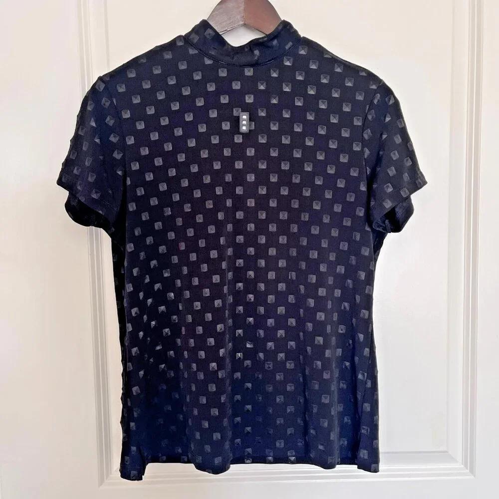 Jamie Sadock Women's Tshirt Black Tee Mock neck Shirt Short Sleeves Top Size M - Picture 5 of 10